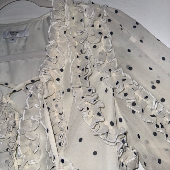 NWOT Koché Paris White Polka Dot Ruffle Small Blouse - Picture 7 of 11